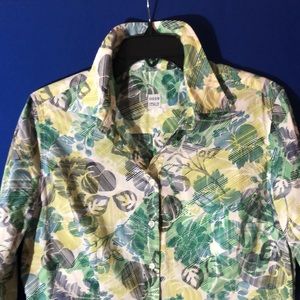 0039 Italy Women’s Button Down Shirt Size L Cotton Voile Excellent Condition